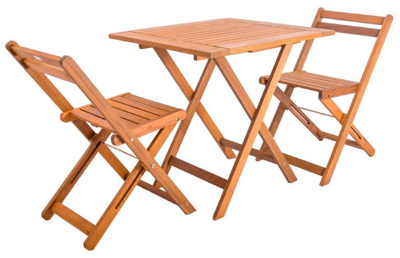Set Tavolino e 2 Sedie Pieghevoli da Giardino in Legno Meranti-1