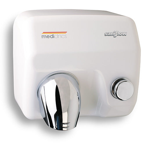 Sèche-mains à air chaud avec bouton en acier blanc Mediclinics Saniflow E05  prezzo