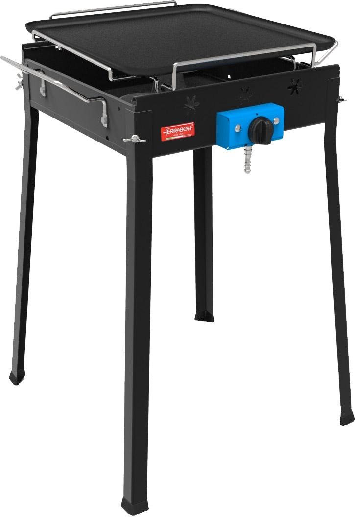 Barbecue Fornello a Gas con Piastra Plancha in Acciaio Ferraboli Mono-1