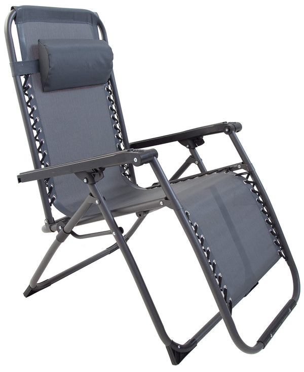 prezzo Chaise longue pliante inclinable Zero Gravity 188x65x110 cm en acier et textilène gris