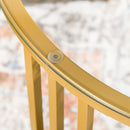Set 2 Tavolini Impilabili Rotondi in Acciaio Vetro e Legno Truciolato Oro e Rovere-8