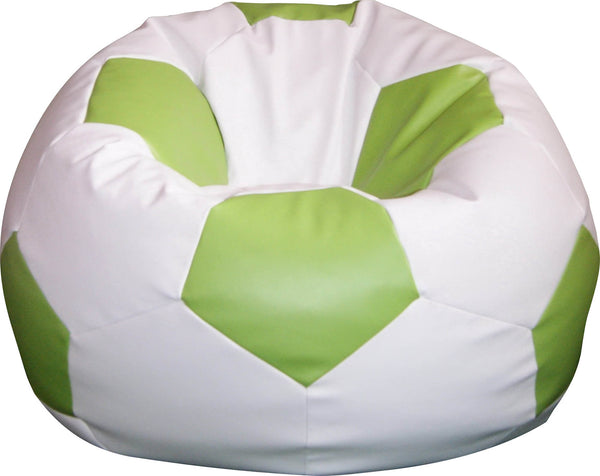 Pouf Pouf Ø100 cm en Faux Cuir Baselli Ballon de Football Blanc et Vert Citron acquista