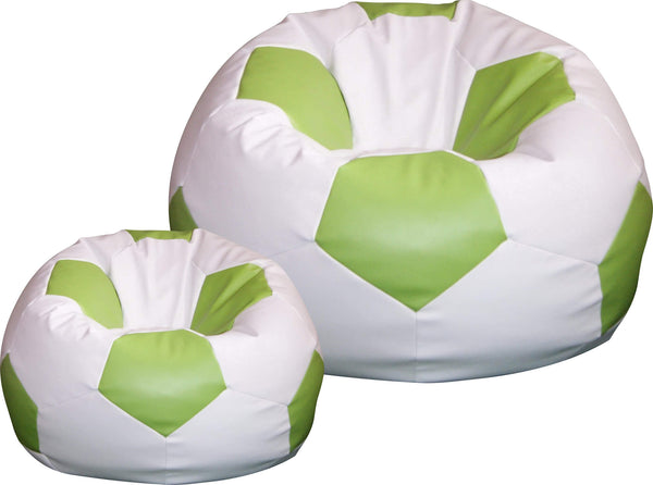 Pouf Pouf Ø100 cm en Simili Cuir avec Repose-Pieds Baselli Ballon de Football Blanc et Vert Citron prezzo