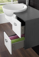 Mobile da Bagno Sospeso Grigio e Bianco Composizione 80Cm-2