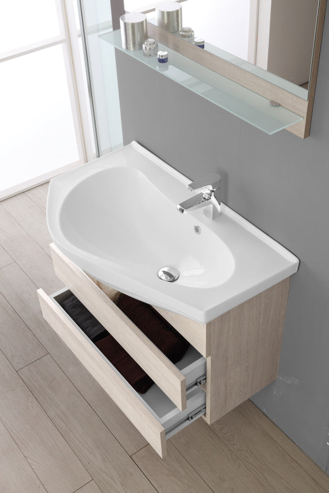 Mobile da Bagno Sospeso Rovere Chiaro Composizione Bagno 80Cm Magnum-2