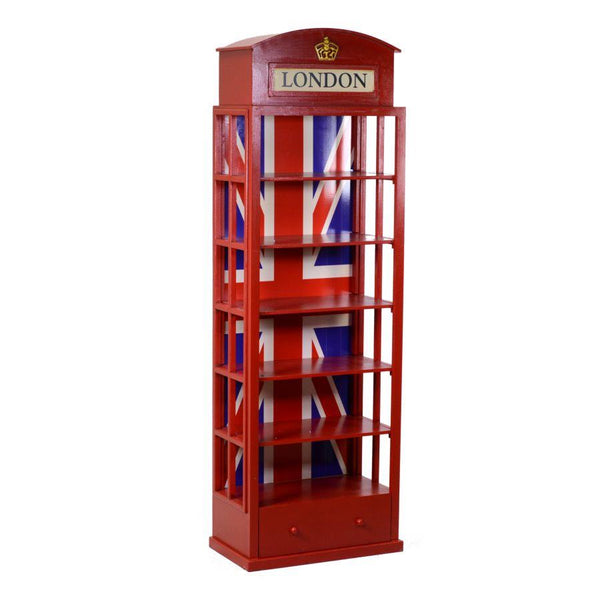 Bibliothèque 6 étagères 1 tiroir 48x27xh146 cm en bois rouge de Londres sconto