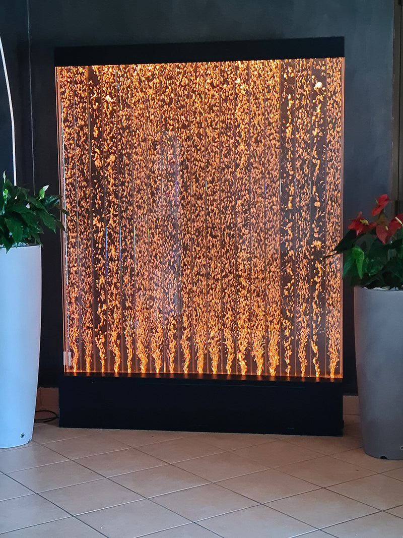 Muro d’Acqua con Bolle Verticali 150x200 cm in Plexiglas con LED Perlage Corallo Grande-4