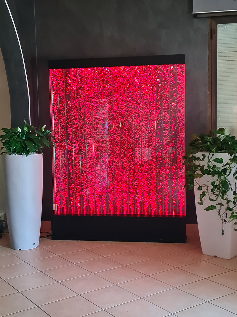 Muro d’Acqua con Bolle Verticali 150x200 cm in Plexiglas con LED Perlage Corallo Grande-5