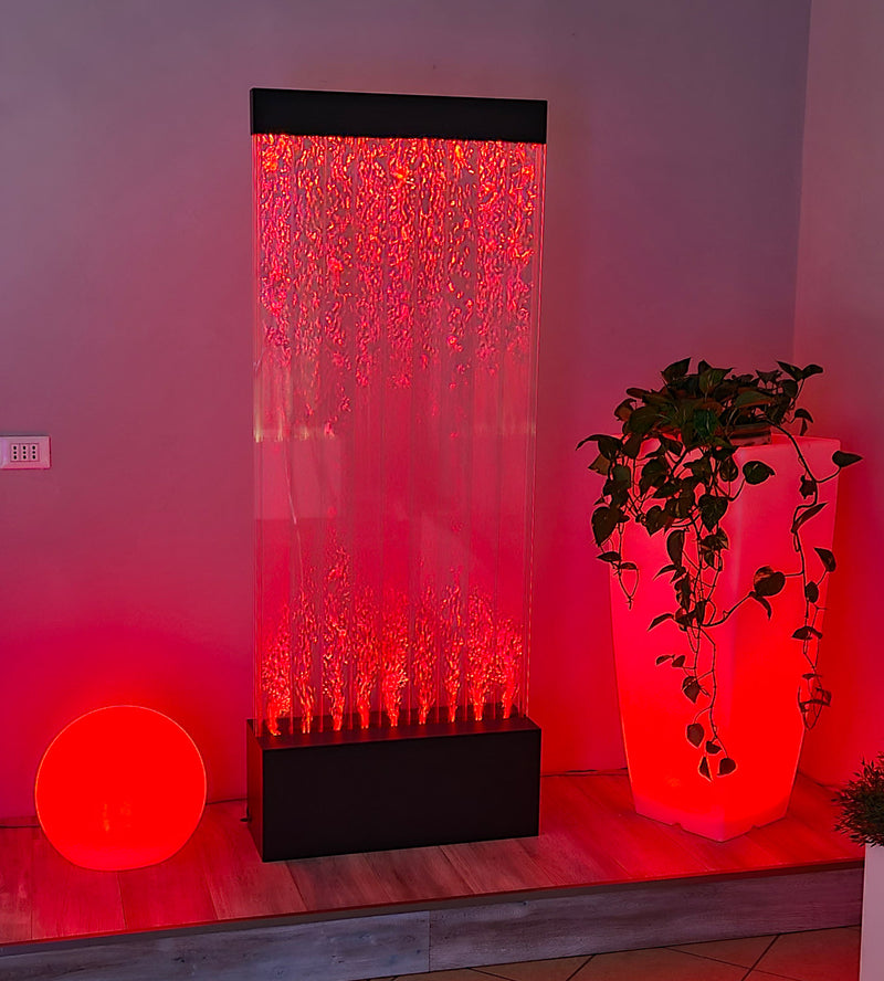 Muro d’Acqua con Bolle Verticali 70x180 cm in Plexiglas con LED Perlage Corallo Stretto-3