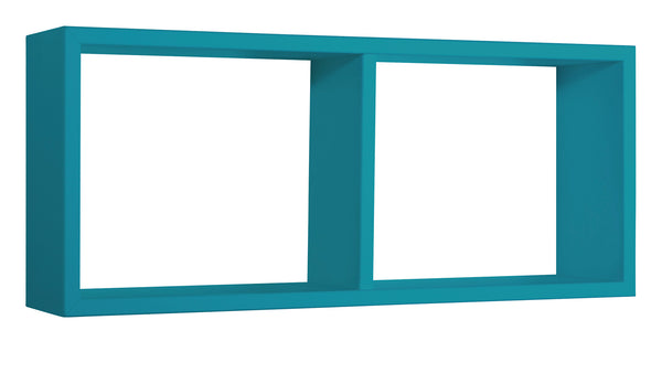 Mensola Rettangolare 2 Scomparti da Parete 70x30x15,5 cm in Fibra di Legno Morgana Blu Atollo-1