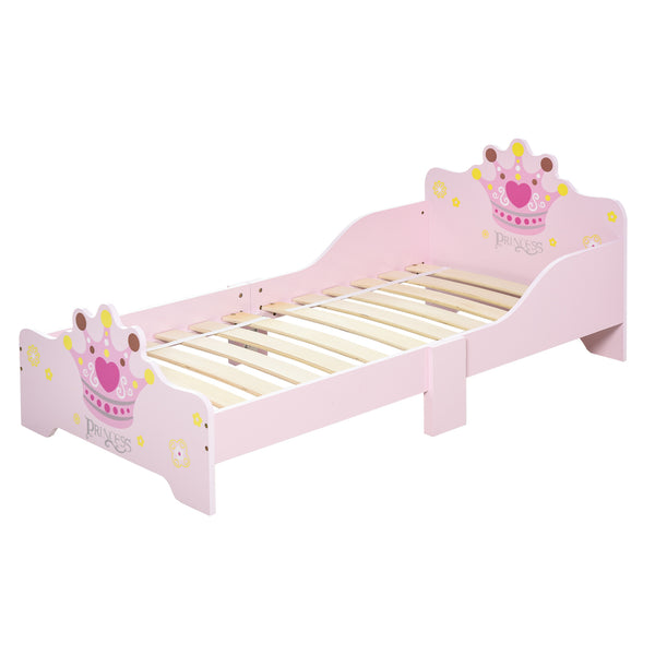 prezzo Structure de lit simple pour enfant 143x73x60 cm en bois de peuplier rose