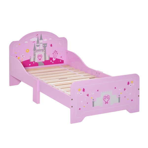 Structure de lit simple pour enfant 143x73x60 cm en bois de peuplier rose sconto