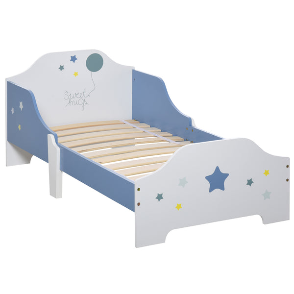 Structure de lit simple pour enfant 143x74x59 cm en contreplaqué de peuplier bleu et blanc online