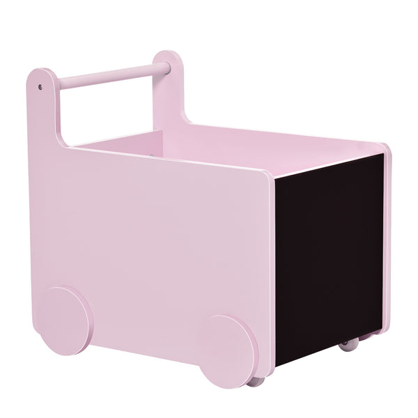 online Chariot à jouets avec tableaux noirs 47x35x45,5 cm en bois MDF rose