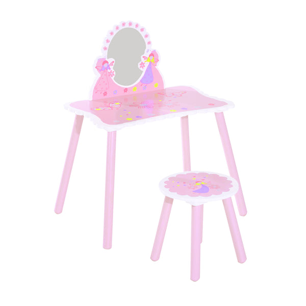 Miroir jouet pour enfant avec tabouret en bois rose sconto
