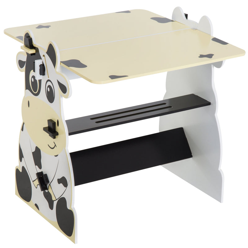 Set Tavolino Lavagna con Sgabello per Bambini Stampa Mucca 60x40x60 cm -5