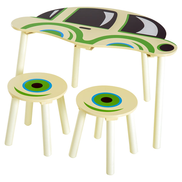 prezzo Set de voiture jouet avec table et 2 tabourets pour enfants en bois 76,5x58,5x46 cm