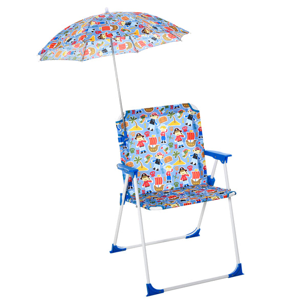 prezzo Chaise de plage pliante pour enfant avec parasol en métal et tissu multicolore