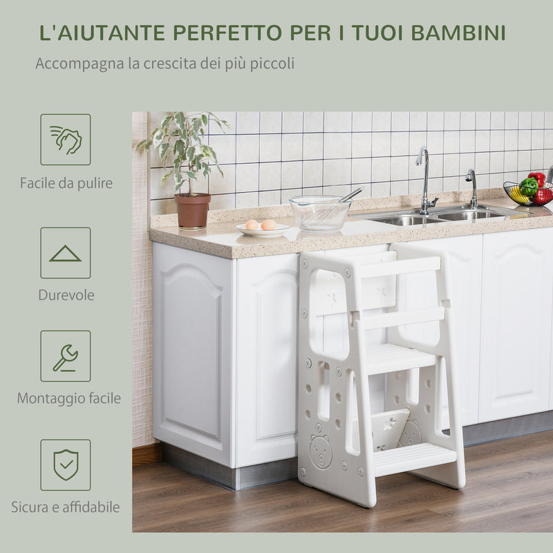 Scaletta per Bambini 3 Livelli 47x47x90 cm in HDPE Bianco-6