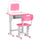 Bureau d'école avec chaise pour enfants avec lampe LED et pupitre rose