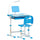 Bureau d'école avec chaise pour enfants avec lampe LED et pupitre bleu