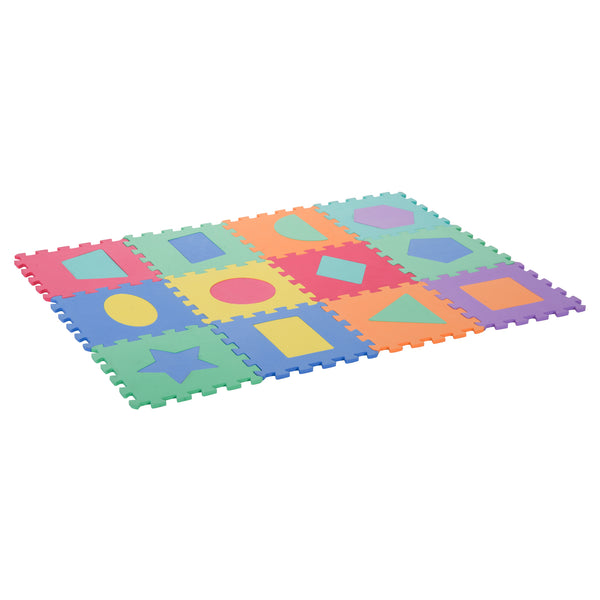 prezzo Tapis Enfant Puzzle Formes Géométriques 12 Carreaux 31x31 cm Coloré