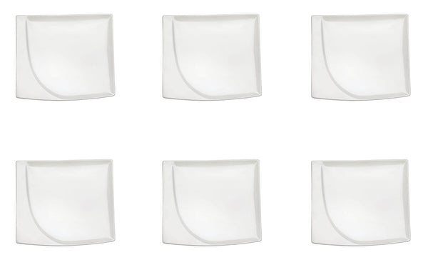 prezzo Set de 6 Assiettes Snack Rectangulaires 20,5x18x1,5 cm en Porcelaine Allluminique Kaleidos Aluxina Bianchi