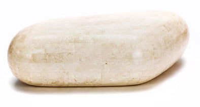 sconto Table basse 98x52xH27 cm en pierre fossile Sasso medium Beige