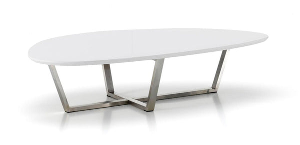 Table basse 80x140xH32 cm en MDF Blanc et Gris Chrome Drop sconto