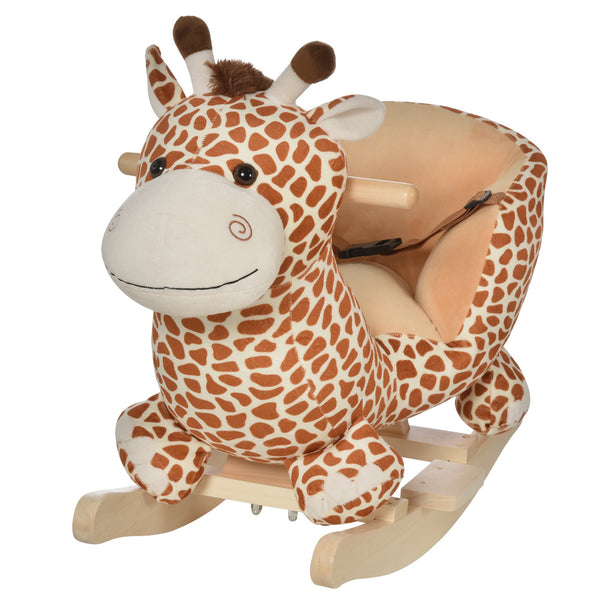 online Chaise à bascule pour enfant en bois Girafe en peluche avec sons