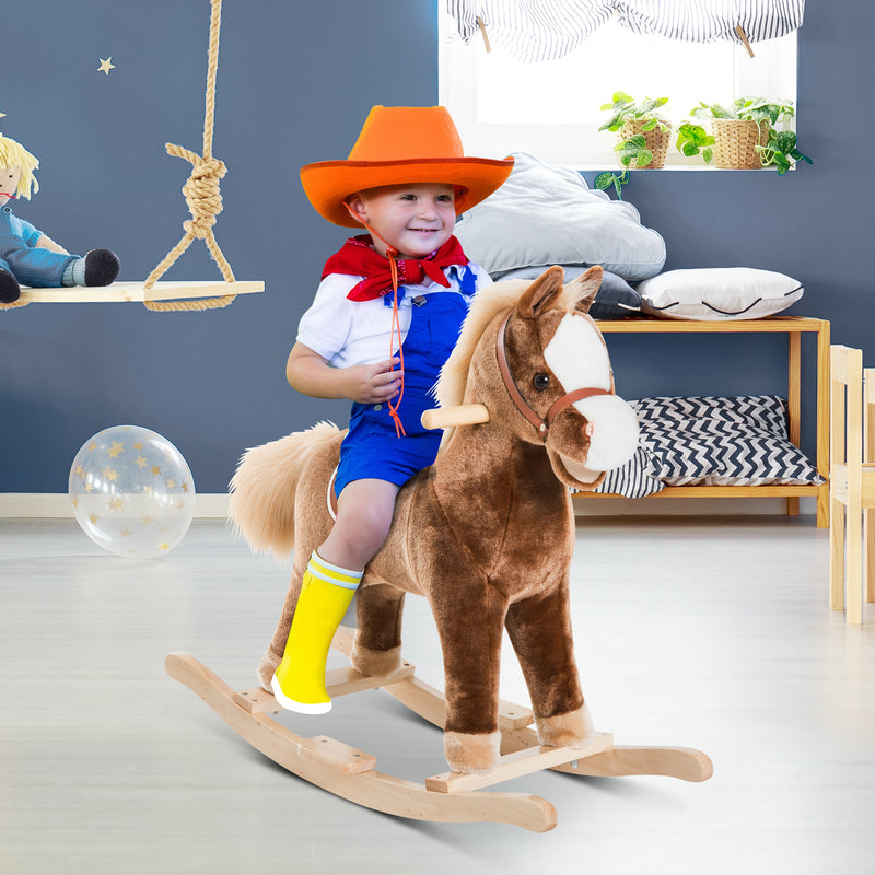 Cavallo a Dondolo per Bambini in Legno Giocattolo Cavalcabile -3
