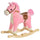 Cheval à bascule pour enfant en bois et peluche rose