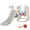 Toboggan enfant 220x160x120 cm avec balançoire et panier blanc