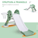 Scivolo per Bambini 146x68x68 cm con Canestro e Pallone Basket Verde e Bianco-6