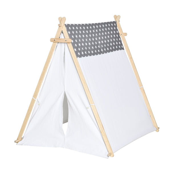 online Tenda Indiana per Bambini 130x111x136 cm in Legno e Poliestere Grigia e Bianca
