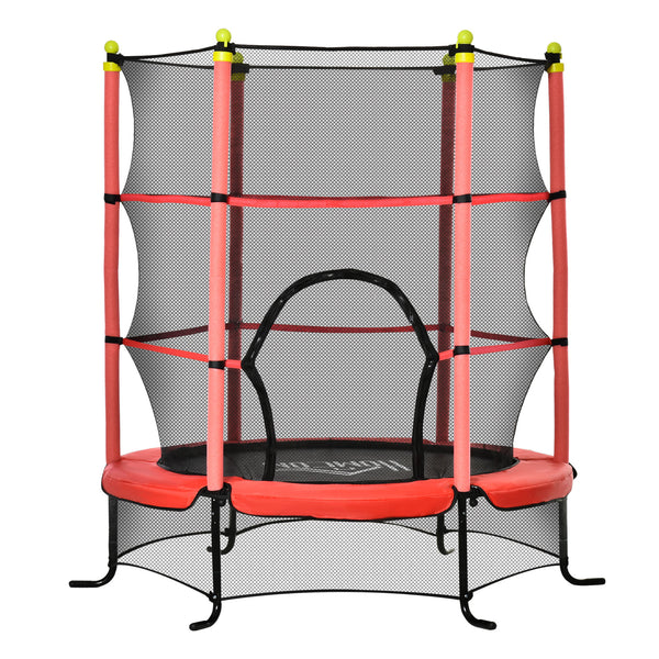 online Trampoline Trampoline pour enfants Ø163x163 cm avec filet de sécurité et cordons élastiques Rouge