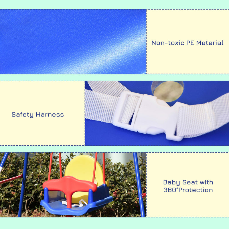 Altalena per Bambini da Giardino 140x110x120 cm Seggiolino con Cintura di Sicurezza Multicolor-6
