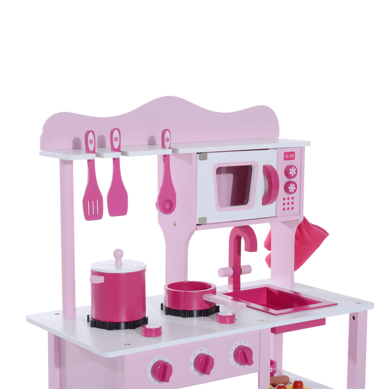 Cucina Giocattolo per Bambini in Legno Rosa 60x30x84.5 cm -7