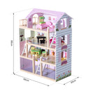Casa delle Bambole per Bambini a 4 Piani in Legno con Accessori Rosa 60x30x80 cm -10