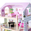 Casa delle Bambole per Bambini a 4 Piani in Legno con Accessori Rosa 60x30x80 cm -7