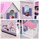 Casa delle Bambole 3 Piani 86x30x87 cm in Legno con Accessori  Rosa-5