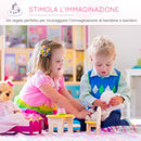 Specchiera Giocattolo per Bambini con Sgabello in MDF Rosa e Bianco-6