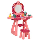 Postazione Trucco Specchiera Giocattolo per Bambini con Specchio e Accessori Rosa-1