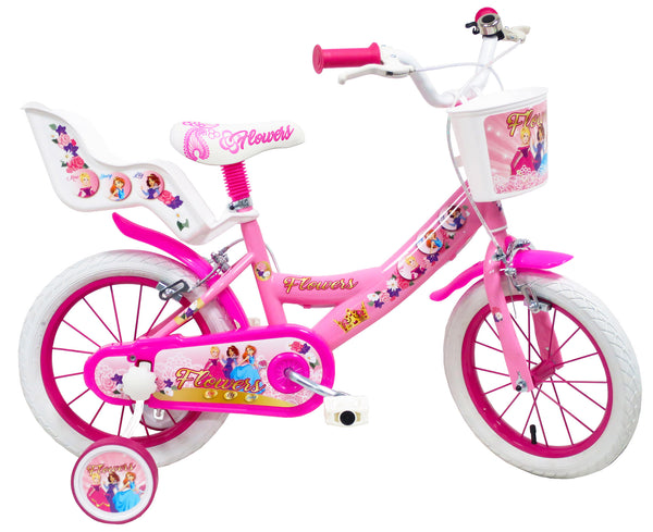 Bicicletta per Bambina 14" 2 Freni Flowers Rosa acquista