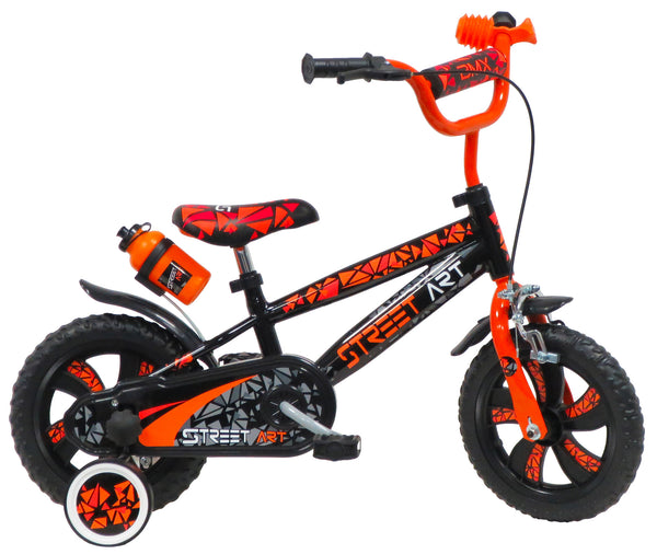 prezzo Bicicletta per Bambino 12" 1 Freno Street Art Nero e Arancione