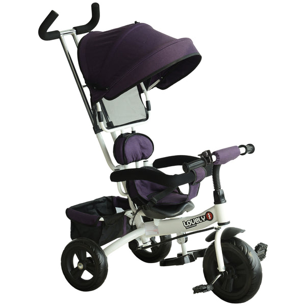 Poussette tricycle pour enfants avec poignée et pare-soleil de luxe blanc et violet sconto