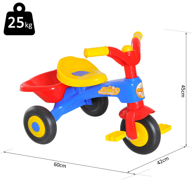 Triciclo a Pedali per Bambini con Cestino Portaoggetti Colorato -6
