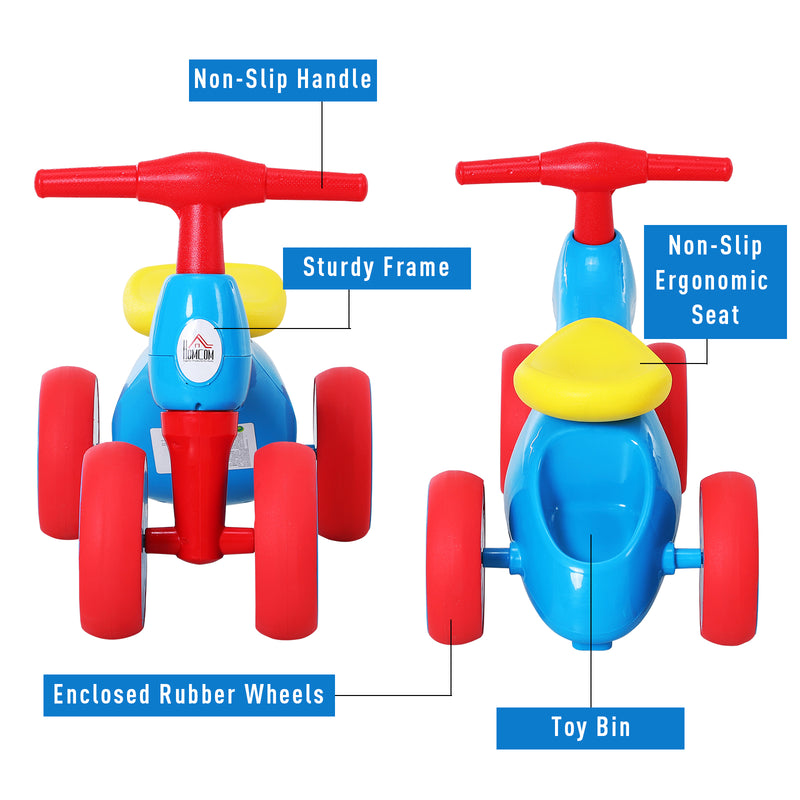 Triciclo per Bambini 4 Ruore  Primi Passi Rosso Blu e Giallo-4