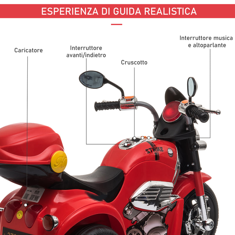 Moto Elettrica per Bambini 6V Rossa-5