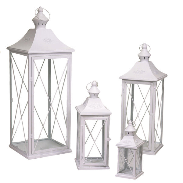 Lot de 4 lanternes carrées en métal blanc sconto